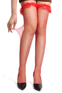 Fence Net Stockings with Ruffle Top