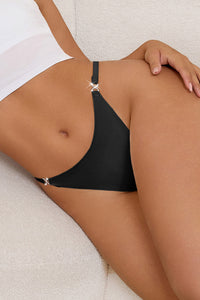 Black Rhinestone Thong