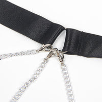 Black Draped Chain Harness Teddy
