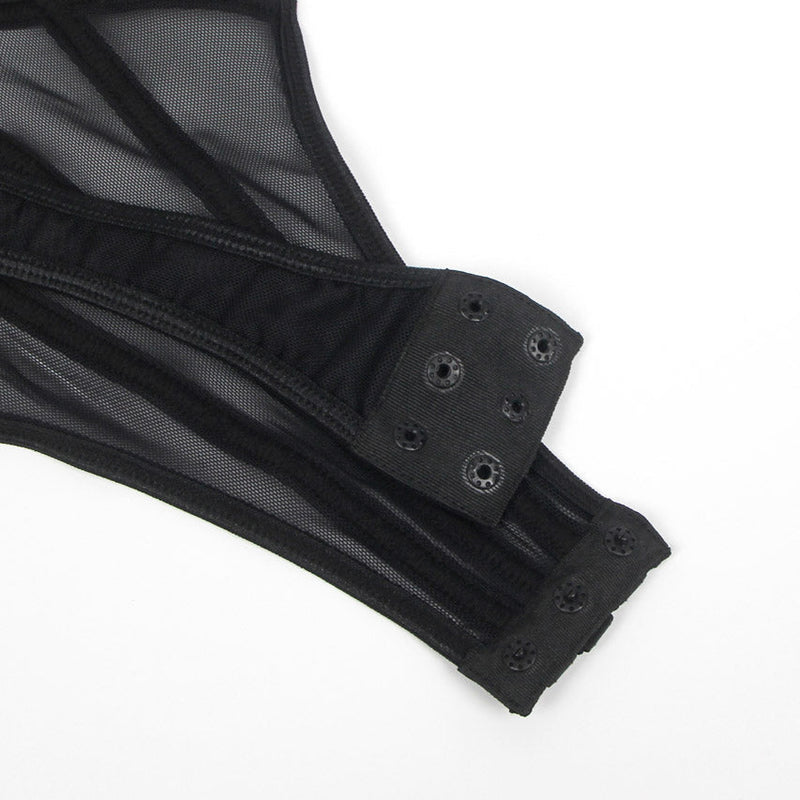 Black Draped Chain Harness Teddy