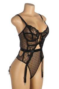 Red Hollow-Cut Embroidered Teddy