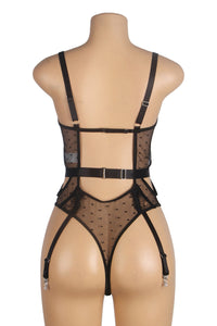 Red Hollow-Cut Embroidered Teddy