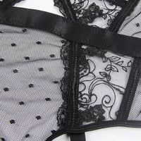 Red Hollow-Cut Embroidered Teddy