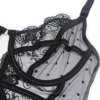 Red Hollow-Cut Embroidered Teddy