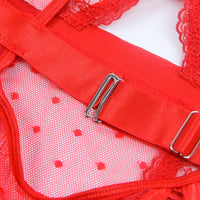 Red Hollow-Cut Embroidered Teddy