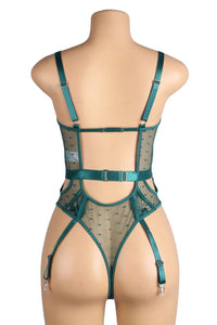 Red Hollow-Cut Embroidered Teddy