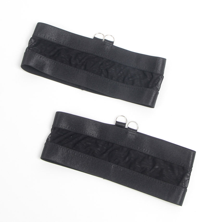 Black Bondage Bra and Garterbelt Set