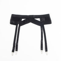 Black Bondage Bra and Garterbelt Set