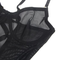 Black Lace-Up Back Sheer Chemise