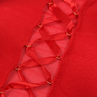 Black Lace-Up Back Sheer Chemise