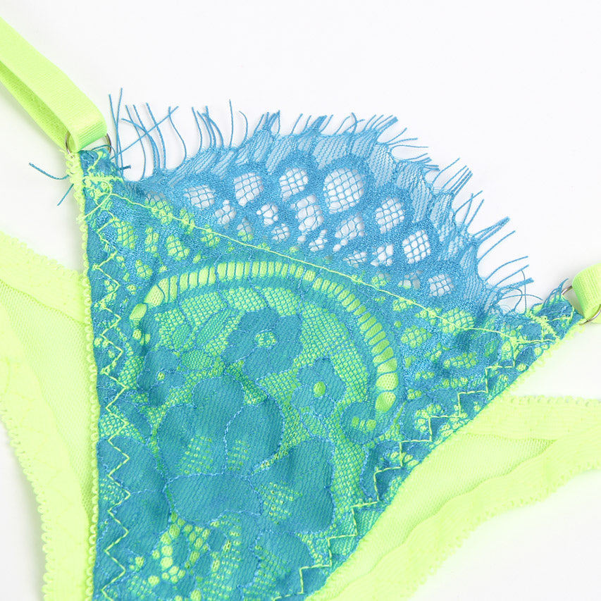 Green Lace Bra and Garterbelt Set
