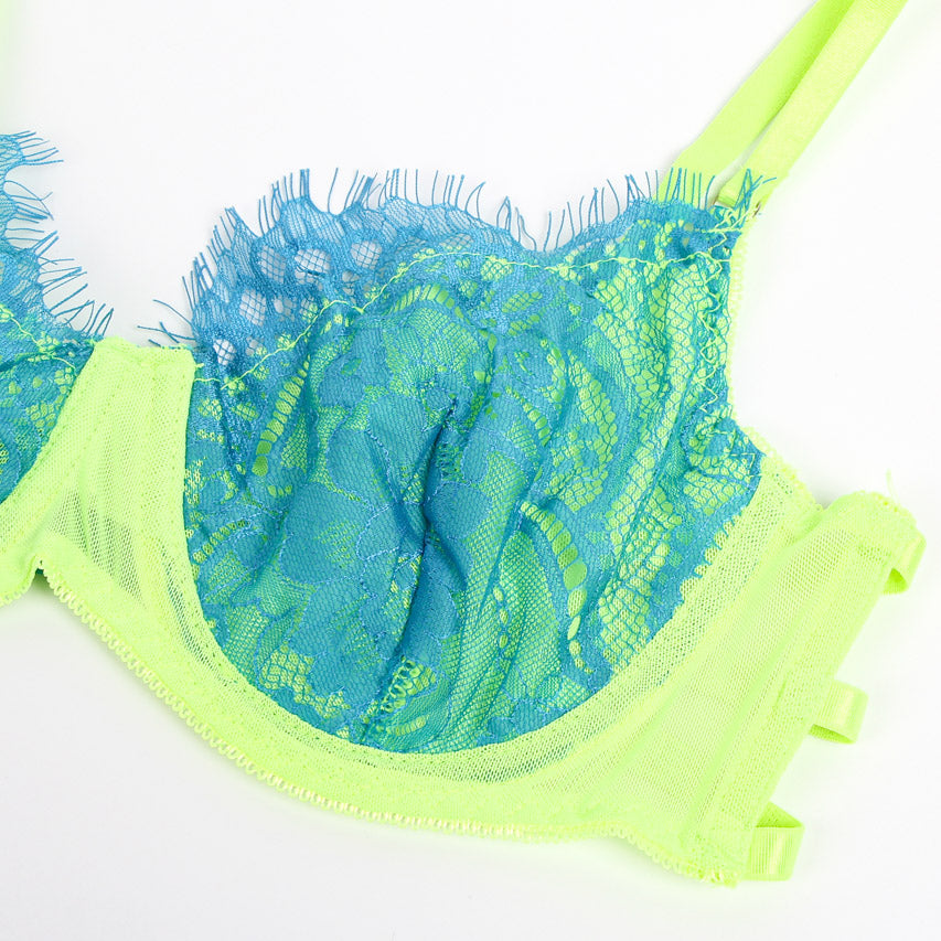 Green Lace Bra and Garterbelt Set
