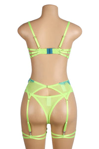 Green Lace Bra and Garterbelt Set