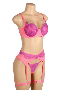 Green Lace Bra and Garterbelt Set
