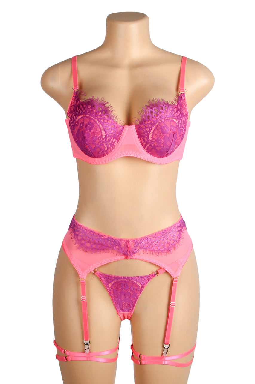 Green Lace Bra and Garterbelt Set