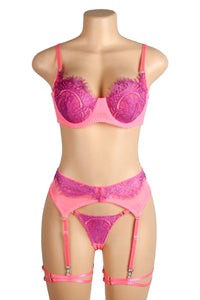 Green Lace Bra and Garterbelt Set