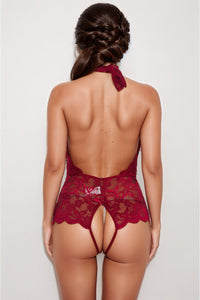Black Halter All-Lace Teddy