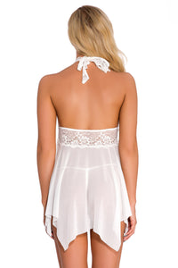 Black High-Neck Contrast Lace Babydoll