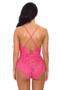 Rose Pink Floral Scalloped Teddy