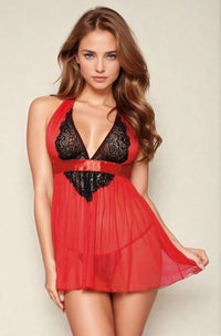 Purple Halter Two-Tone Babydoll