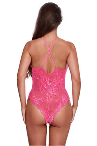 Black V-Cut Lacy Teddy