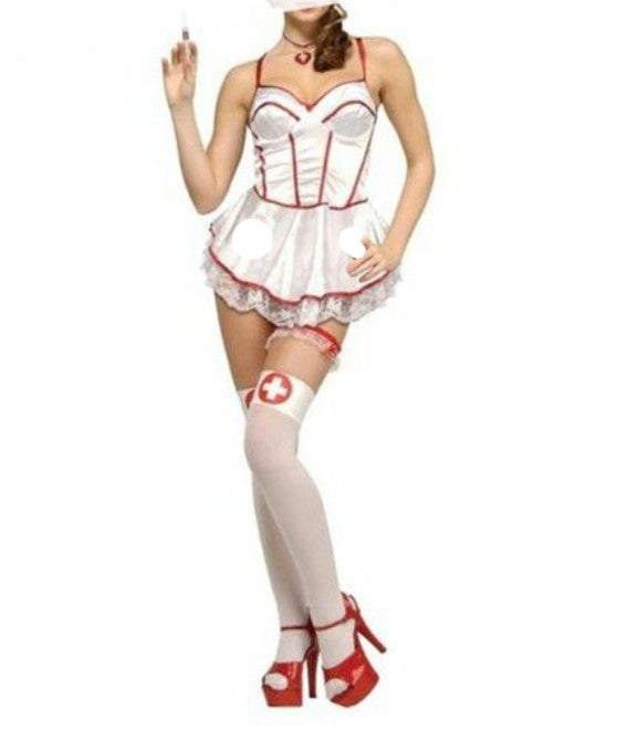White Silky Skirt Nurse Costume