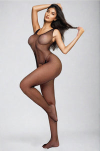 Black Rhinestone Net Bodystocking