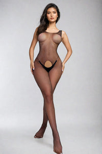 Black Rhinestone Net Bodystocking
