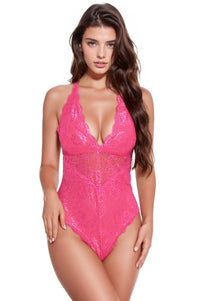 Black V-Cut Lacy Teddy