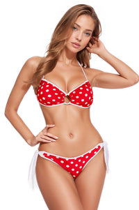 Red Polka-Dot Keyhole Bikini